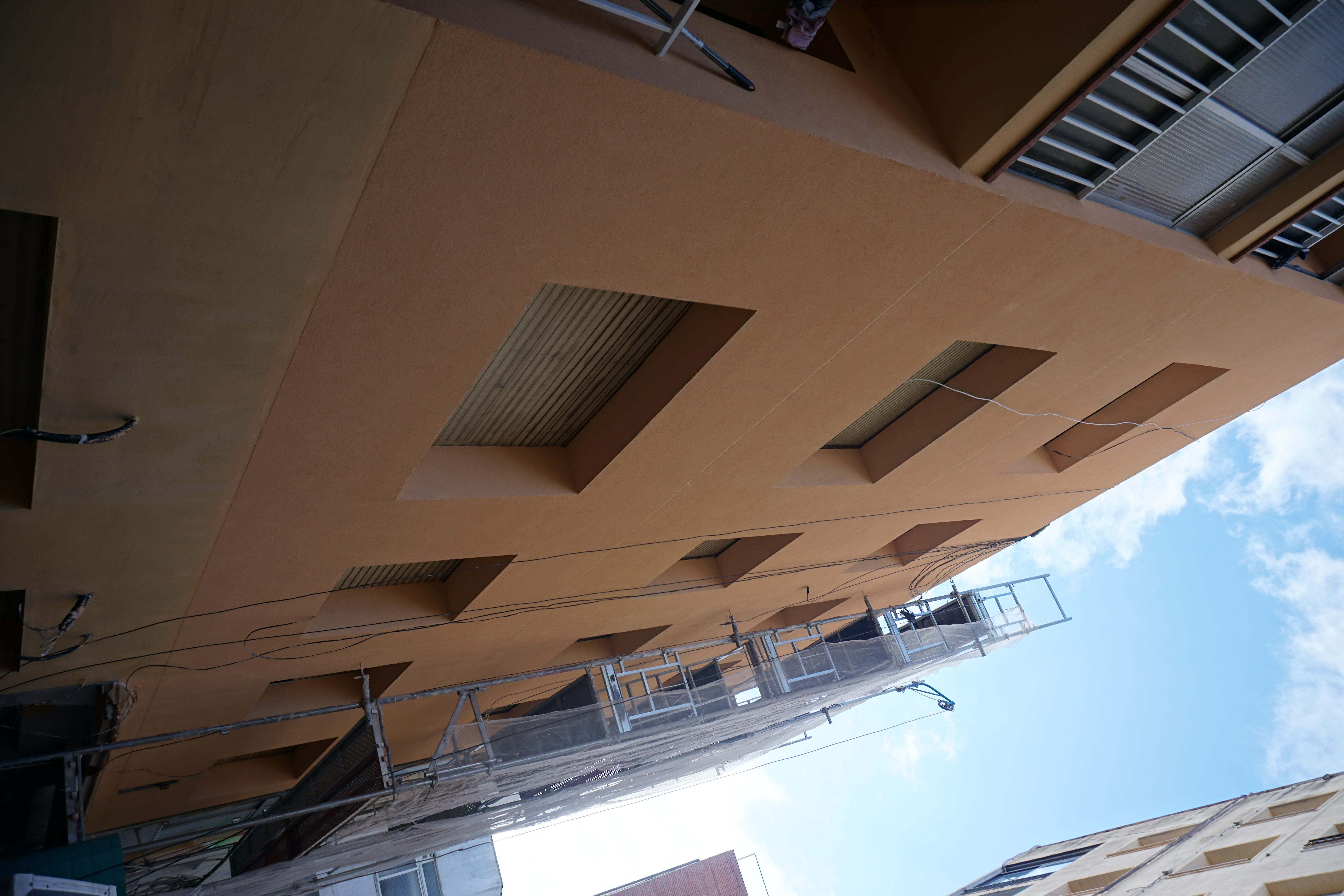 Detalle de los trabajos de fachada